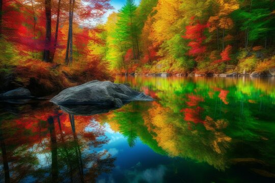 Colorful image capturing serene natural environment. Generative AI