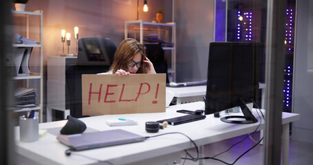 Woman Businessperson Crisis. Help Sign