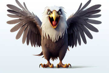 cute cartoon eagle monster white background