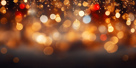 2023 Merry Christmas and New Year holidays background. Blurred bokeh background - obrazy, fototapety, plakaty