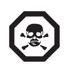 Sign of the skull and bones. An octagonal poster with an image symbolizing danger and death