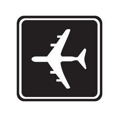 Airplane icon. Plane flight pictogram. Transport, symbol travel. Isolated raster illustration on white background