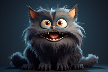cute cartoon cat monster - obrazy, fototapety, plakaty
