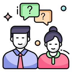 A flat design icon of help chat