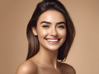 Radiant Beauty: Smiling Woman in Natural Beauty Treatment. generative AI