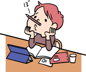 勉強しないでボーッとしている男の子