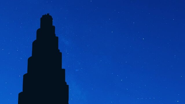 Samarra, Iraq Minaret Malwia and Great Mosque in Samarra at night clear sky full of stars