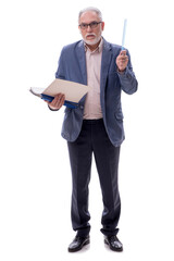 Old businessman isolated on white