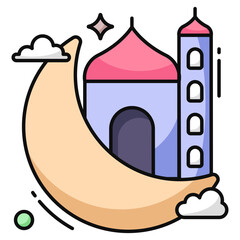 Perfect design icon of Ramadan moon