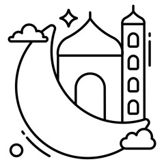 Perfect design icon of Ramadan moon