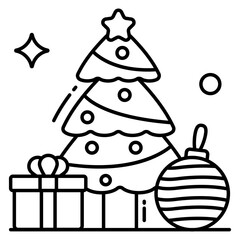 An icon design of christmas tree 