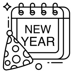 A flat design icon of new year calendar 