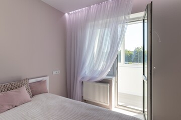 Fototapeta na wymiar Interior and bedroom details in gently pink tones