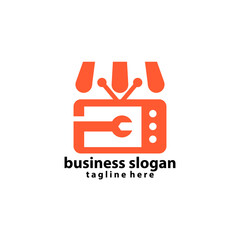 online shop service television logo design vector