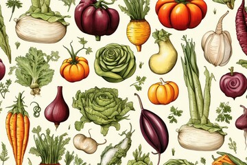 pattern of veggies. Generative AI