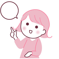 ひらめいたことを話す女性