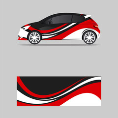 wrapping car decal red wavy style design vector