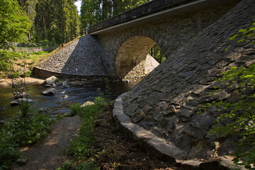 Fototapeta na wymiar Road bridge over Divoka Orlice at Zemska brana,Pardubice Region,Czech Republic,Europe 