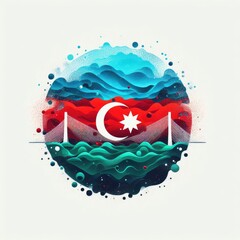 Azerbaijan flag holiday illustration
