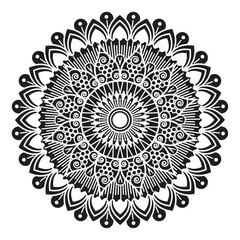 Mandala pattern with a circular shape. Mandala for henna tattoos. Mehndi fashion. Oriental-style design for decoration. Coloring book page.