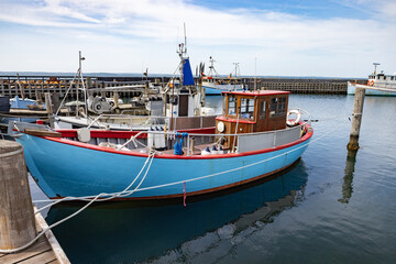 Naklejka na ściany i meble isit to Lohal's harbor with many fishing boats in Langeland, Denmark 