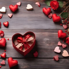 Fototapeta premium hearts on wooden background