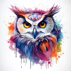 Peel and stick wall murals Owl Cartoons Owl on a white background, watercolor illustration. 