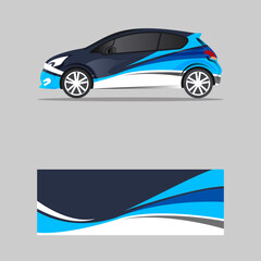 wrapping car decal wavy style blue design vector - obrazy, fototapety, plakaty