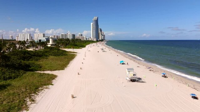 White sands Miami Beach Haulover. 4k aerial drone stock video