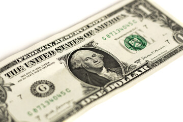 one dollar on isolated white background