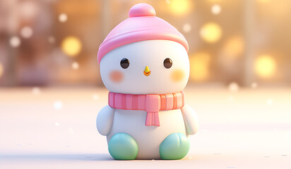 Snowman toy in soft colors, plasticized material, educational for children to play. AI generated - obrazy, fototapety, plakaty