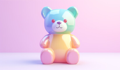 Teddy bear toy in soft colors, plasticized material, educational for children to play. AI generated