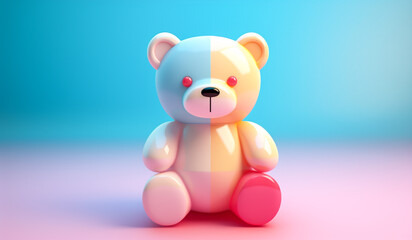 Teddy bear toy in soft colors, plasticized material, educational for children to play. AI generated