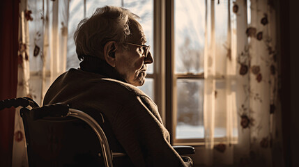 Lonely Hours, The Elderly and the Window of Isolation - obrazy, fototapety, plakaty