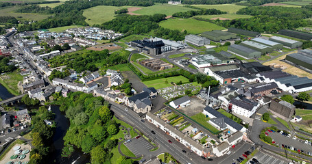 Fototapeta na wymiar Aerial photo of Residential housing in Bushmills Village on the North Coast Co Antrim Northern Ireland