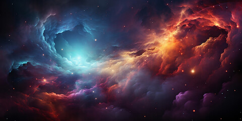 Space Cosmos with galaxies and bright stars, Astronomy, Universe, colorful space background
​