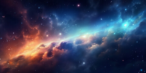 Fototapeta premium Space Cosmos with galaxies and bright stars, Astronomy, Universe, colorful space background ​
