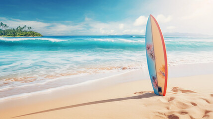 Fototapeta na wymiar surfboard on the beach