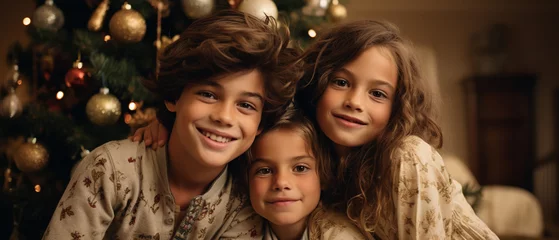 Fotobehang italian siblings on christmas morning © Noelia