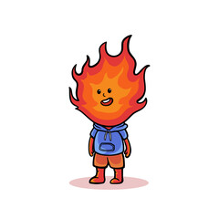 vector illustration of cute fire mascot