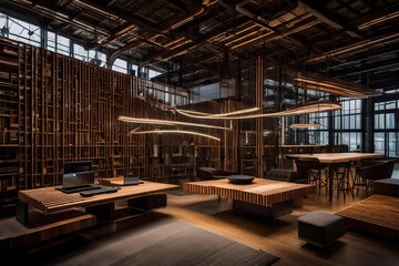 cultural adaptations of industrial design in different regions around the world. How does industrial interior design vary in Asia, Europe, and the Americas. - obrazy, fototapety, plakaty