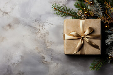 Fototapeta na wymiar Womens curated minimalist Christmas gifts background with empty space for text 