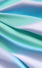 Abstract white and Turquoise textile transparent fabric. Soft light background for beauty products or other.