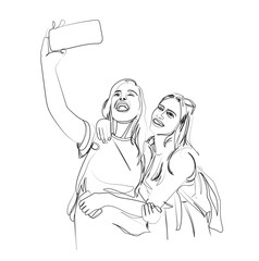 selfie photos girls vector illustration art