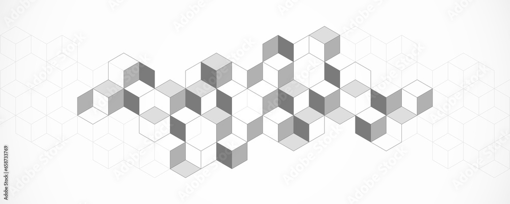 Poster Abstract geometric background with isometric blocks, polygon shape pattern