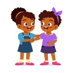 little kid do handshake with friend