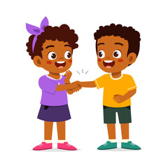 little kid do handshake with friend