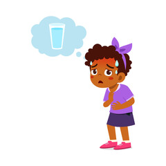 little kid feeling thirsty and want to drink water - obrazy, fototapety, plakaty