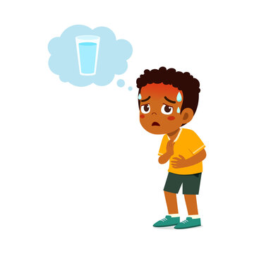 little kid feeling thirsty and want to drink water