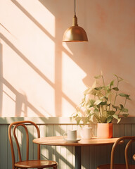 cafe interior design with pastel tone